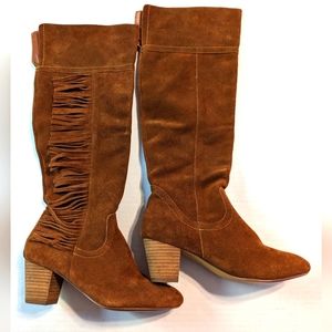 Ladies Heeled Ecote Fringe Knee Boots Size 7